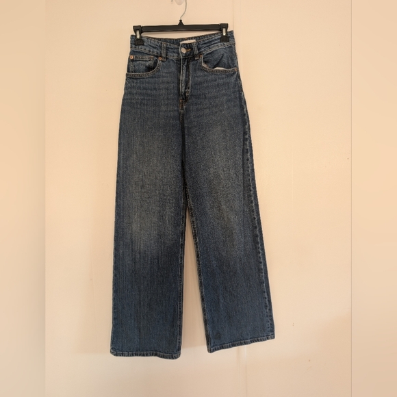 H&M Dark Blue Wide Leg Jeans Y2K - Picture 1 of 9